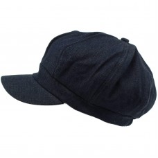 100% Cotton Plain Blank 6 Panel Newsboy Gatsby Apple Cabbie Cap Hat Dark Denim 754890269428 eb-76961967